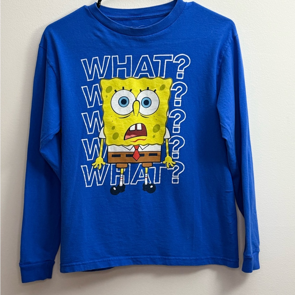 Blue SpongeBob Kids Long Sleeve Shirt-Size L